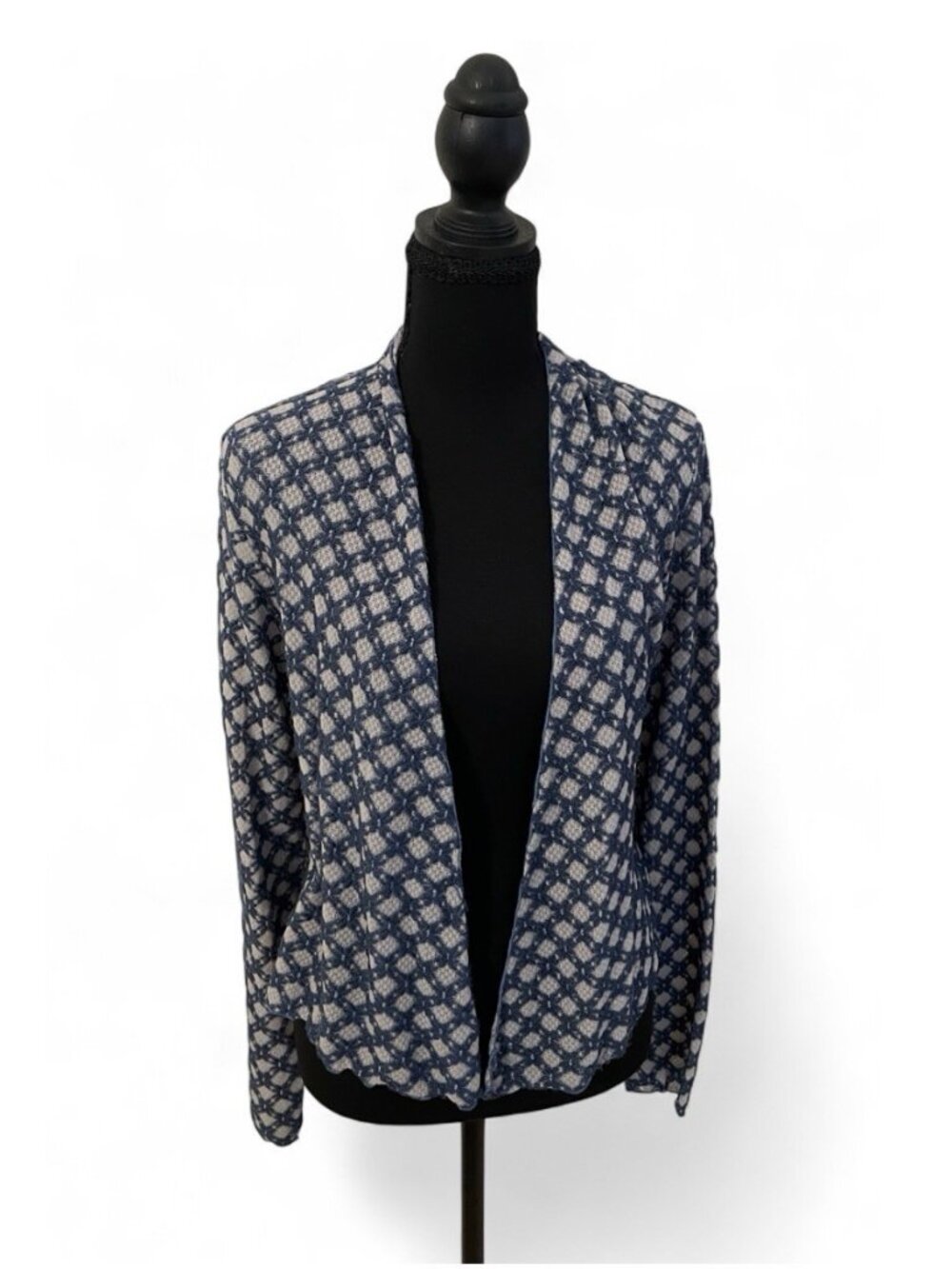 Cut Loose Open Front Cardigan Blue Textured Lightweight Sweater Beach Layering M
